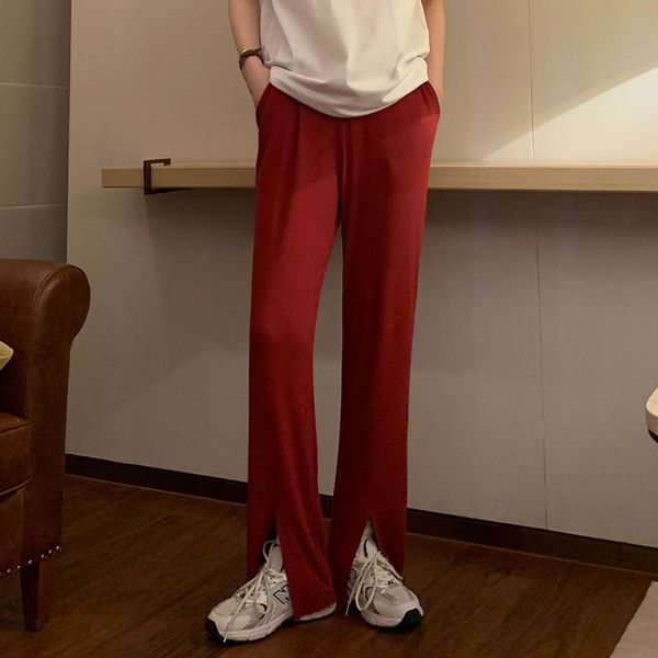 3 colors spring summer high elastic waist straight trousers female split casual pants (x1900) 210508, Black;white
3 colors spring summer high elastic waist straight trousers female split casual pants (x1900) 210508, Black;white