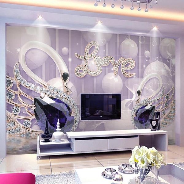 custom size po mural romantic purple 3d swan jewels love self adhesive wallpaper living room tv sofa background waterproof wallpapers
custom size po mural romantic purple 3d swan jewels love self adhesive wallpaper living room tv sofa background waterproof wallpapers