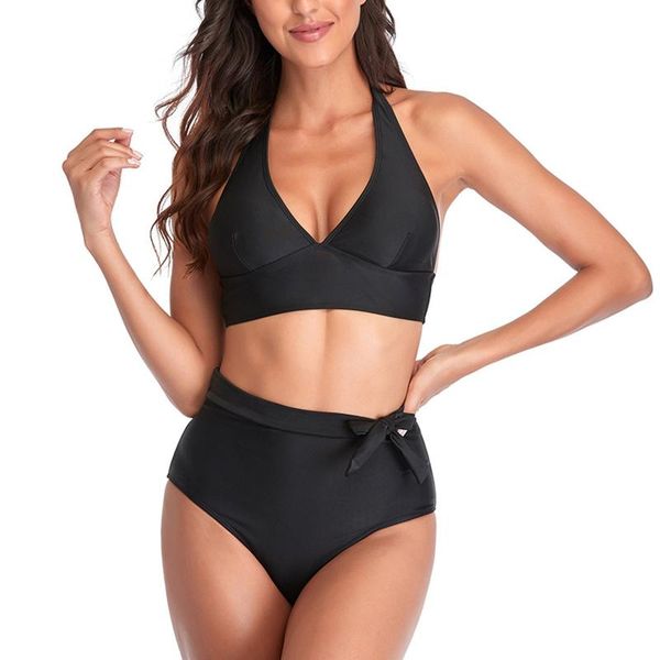 women's swimwear two piece swimsuit solid bikinis set 2021 high waist backless lace-up split bikini push up bathing suit, White;black
women's swimwear two piece swimsuit solid bikinis set 2021 high waist backless lace-up split bikini push up bathing suit, White;black