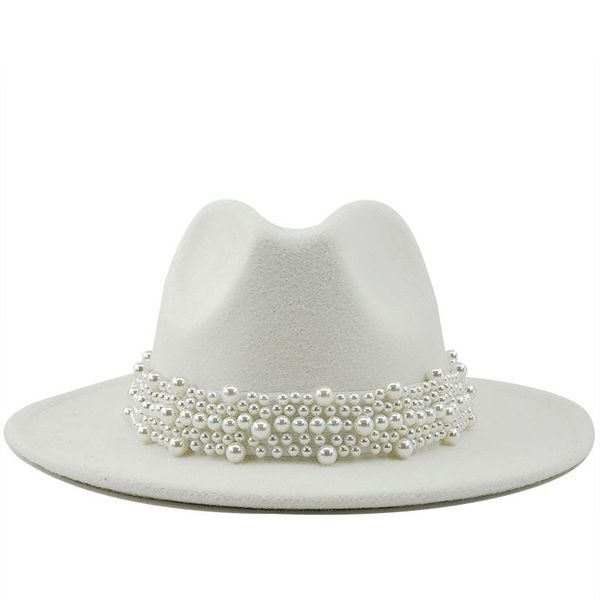 wool jazz fedora hats casual men women leather pearl ribbon felt hat white pink yellow panama trilby formal party cap 58-61cm, Blue;gray
wool jazz fedora hats casual men women leather pearl ribbon felt hat white pink yellow panama trilby formal party cap 58-61cm, Blue;gray