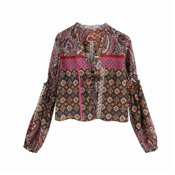 women vintage paisley print long sleeves v-neck raing blouses fashion ruffle tims bow tied mujer cropped smocked 210519, White
women vintage paisley print long sleeves v-neck raing blouses fashion ruffle tims bow tied mujer cropped smocked 210519, White