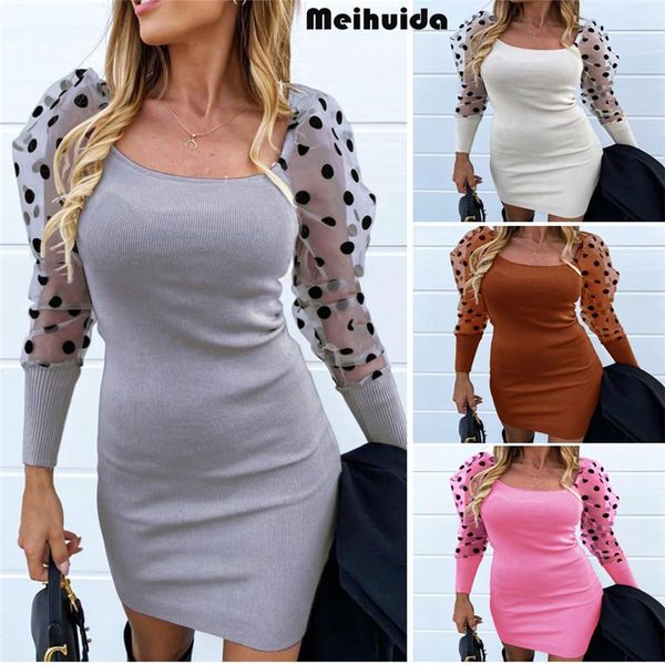 black polka dots mesh puff sleeve knitted pencil dress women spring autumn elegant casual boat neck long dresses, Black;gray
black polka dots mesh puff sleeve knitted pencil dress women spring autumn elegant casual boat neck long dresses, Black;gray