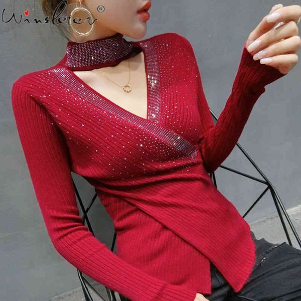 women's knits & tees fall winter knitted sweater women korean style irregularity diamonds halter ropa mujer bottoming shirt t, White
women's knits & tees fall winter knitted sweater women korean style irregularity diamonds halter ropa mujer bottoming shirt t, White