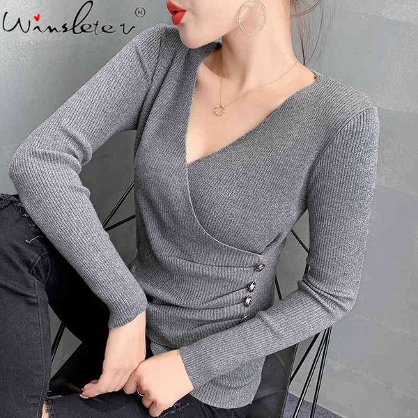 women's knits & tees fall winter knitted sweater women european clothes shiny v-neck drape button pullover ropa mujerbottomin, White
women's knits & tees fall winter knitted sweater women european clothes shiny v-neck drape button pullover ropa mujerbottomin, White