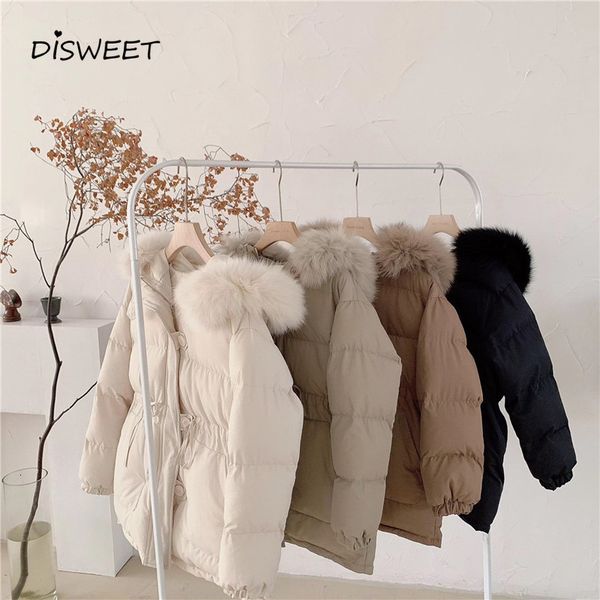 down fur collar thickened woman korea long sleeve big pocket loose jacket women winter warm hooded solid women's parkas, Black
down fur collar thickened woman korea long sleeve big pocket loose jacket women winter warm hooded solid women's parkas, Black