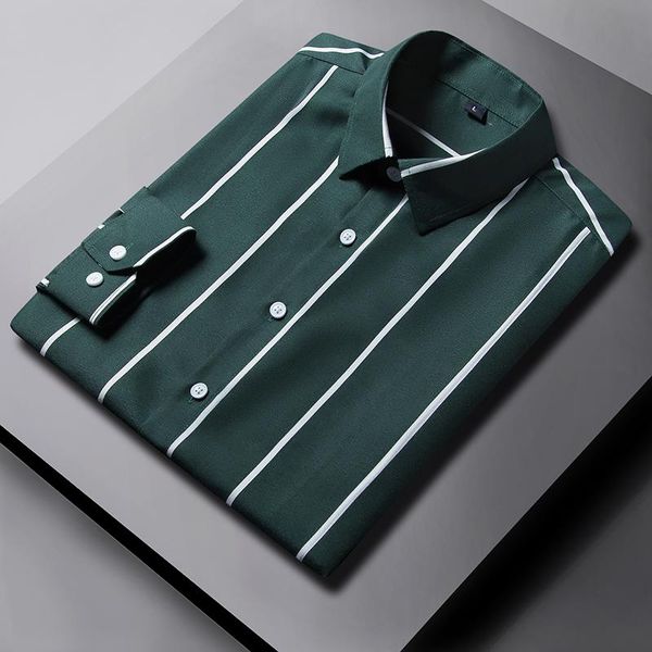 men's casual shirts autumn korean fashion long sleeve striped slim fit button-down daily male blouse asian size, White;black
men's casual shirts autumn korean fashion long sleeve striped slim fit button-down daily male blouse asian size, White;black