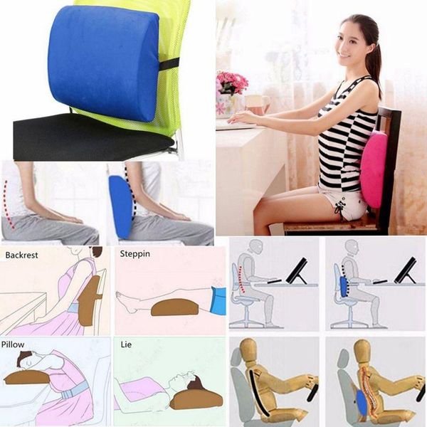 

memory foam lumbar back support chair cushion travel pillow car flight seat office home living cushions