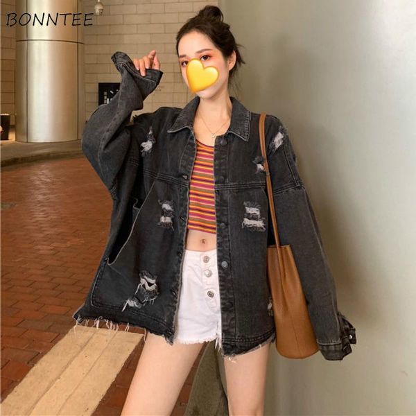 jackets womens vintage denim coats loose hole pockets retro streetwear korean style fashion bf chic outwear basic classic women's, Black;brown
jackets womens vintage denim coats loose hole pockets retro streetwear korean style fashion bf chic outwear basic classic women's, Black;brown