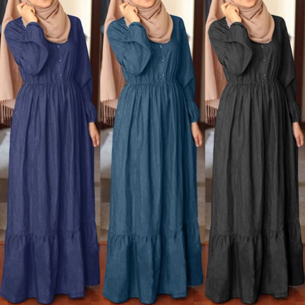 dresses fashion muslim dresses women's denim blue sundress 2021 casual puff sleeve maxi vestidos female button robe plus size, Black;gray
dresses fashion muslim dresses women's denim blue sundress 2021 casual puff sleeve maxi vestidos female button robe plus size, Black;gray