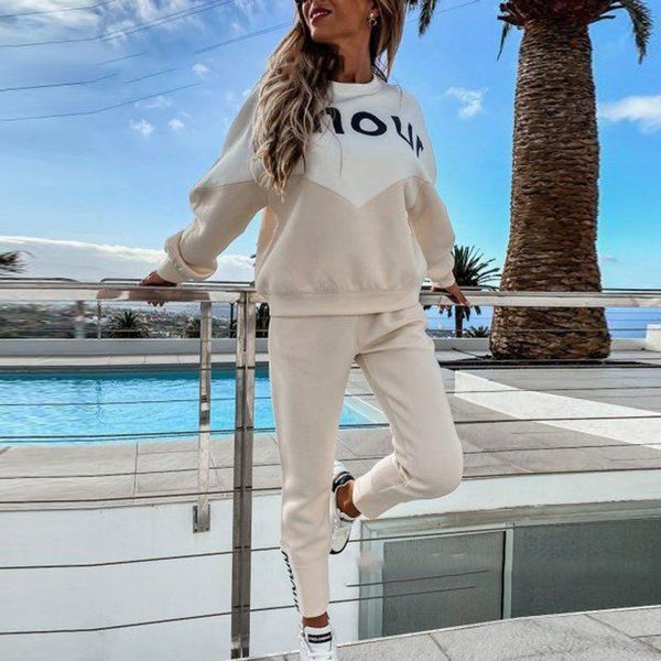 women's two piece pants knitted panelled letter women set pullover sweater drawstring pencil suit 2021 autumn lady sportswear sets, White
women's two piece pants knitted panelled letter women set pullover sweater drawstring pencil suit 2021 autumn lady sportswear sets, White