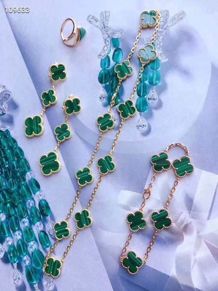 fashion vintage agate 4/four leaf clover long flowers pendant necklace malachite chain earring for women&girls valentine's mother', Silver 
fashion vintage agate 4/four leaf clover long flowers pendant necklace malachite chain earring for women&girls valentine's mother', Silver
