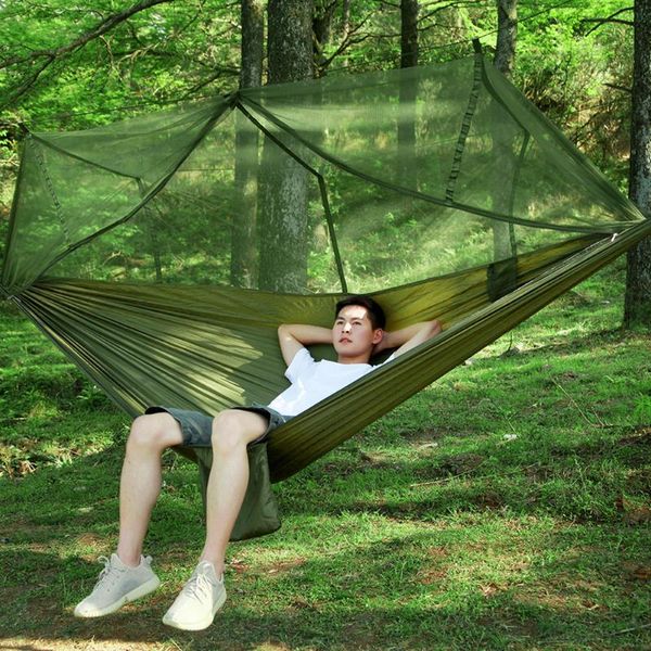 outdoor camping tent hammock with mosquito net 2 person canopy parachute hanging bed hunting 210t nylon sleeping swing storage bags
outdoor camping tent hammock with mosquito net 2 person canopy parachute hanging bed hunting 210t nylon sleeping swing storage bags