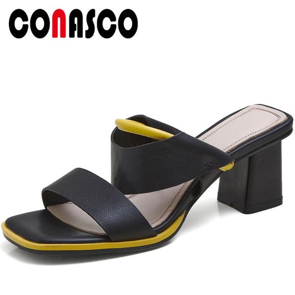fashion concise women sandals genuine leather pumps casual high heels slippers summer arrival shoes woman, Black 
fashion concise women sandals genuine leather pumps casual high heels slippers summer arrival shoes woman, Black