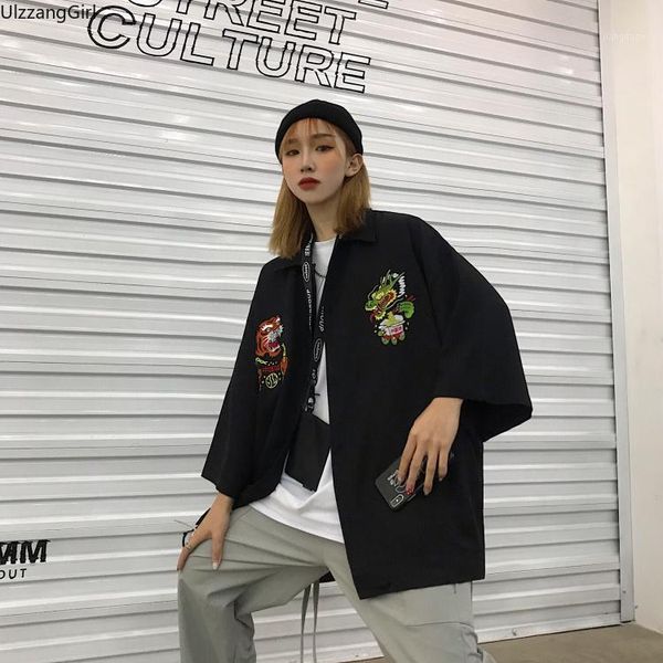 women man streetwear embroidery dragon hip hop blouse spring summer plus size oversized loose shirt japanese harajuku korean women's bl, White
women man streetwear embroidery dragon hip hop blouse spring summer plus size oversized loose shirt japanese harajuku korean women's bl, White
