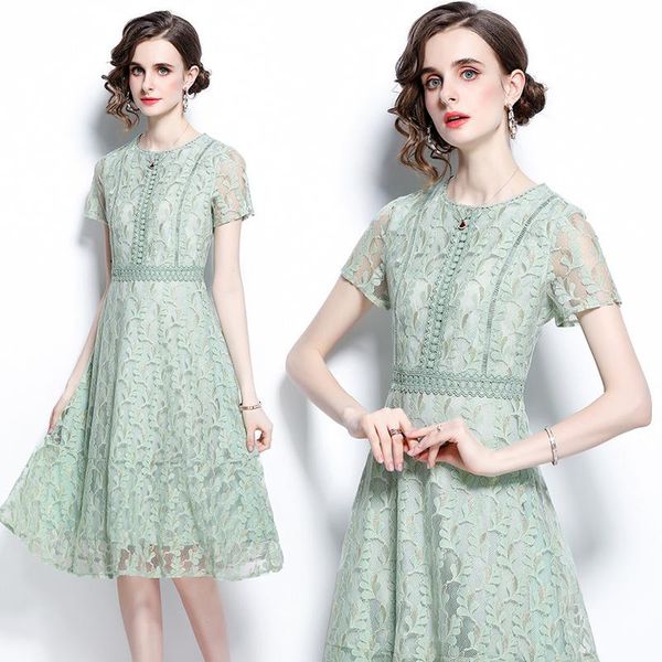casual dresses simgent lace dress woman summer short sleeve elegant flared a line one neck midi femme robe dames jurken sg16249, Black;gray
casual dresses simgent lace dress woman summer short sleeve elegant flared a line one neck midi femme robe dames jurken sg16249, Black;gray