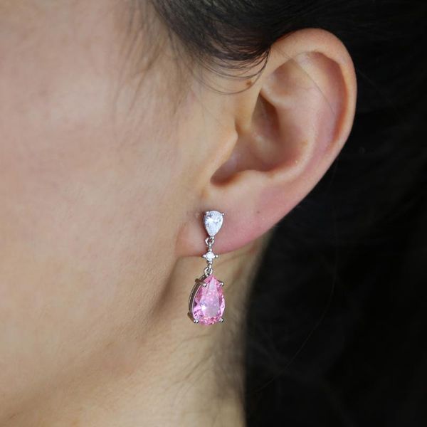 dangle & chandelier silver color earrings pink water drop crystal cz stone pierced women girls long fashion jewelry
dangle & chandelier silver color earrings pink water drop crystal cz stone pierced women girls long fashion jewelry