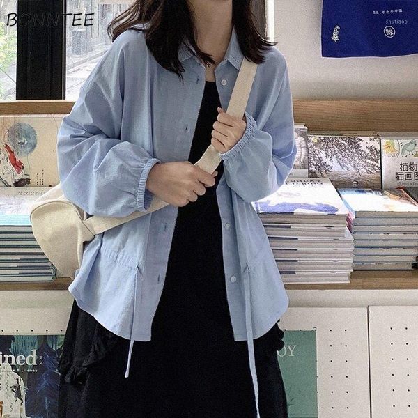 women's blouses & shirts women solid lace-up all-match single breasted design leisure long sleeve fresh japanese style ulzzang chic stu, White
women's blouses & shirts women solid lace-up all-match single breasted design leisure long sleeve fresh japanese style ulzzang chic stu, White