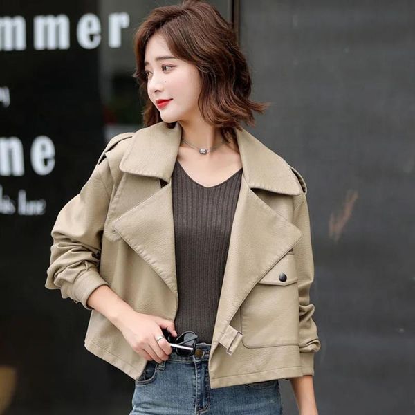 women's leather & faux jacket women spring and autumn casual short loose coat fashion all-match personality pu, Black
women's leather & faux jacket women spring and autumn casual short loose coat fashion all-match personality pu, Black
