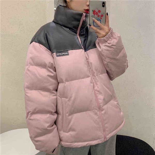 winter pink cotton women explosion models korean loose students pu skin splicing down bread cotton coat 211130, Black
winter pink cotton women explosion models korean loose students pu skin splicing down bread cotton coat 211130, Black