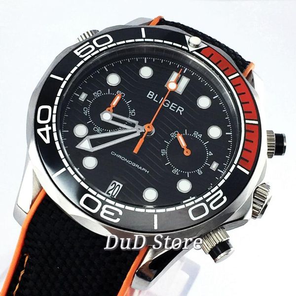 wristwatches bliger 41mm silver case sapphire crystal ceramic bezel black dial date rubber strap chronograph quartz mens luxury watch, Slivery;brown
wristwatches bliger 41mm silver case sapphire crystal ceramic bezel black dial date rubber strap chronograph quartz mens luxury watch, Slivery;brown