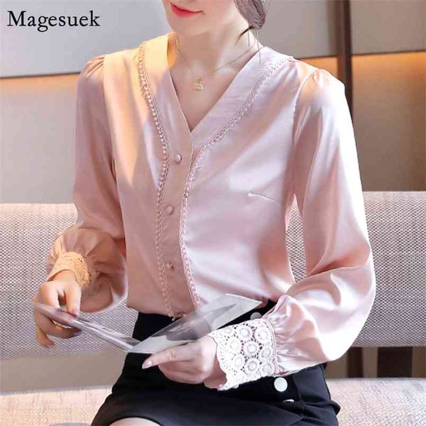 fashion autumn v-neck elegant blouse women long sleeve pink lace office lady satin blusas mujer 11403 210512, White
fashion autumn v-neck elegant blouse women long sleeve pink lace office lady satin blusas mujer 11403 210512, White