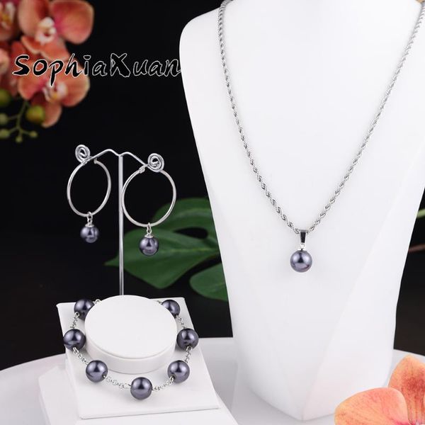 earrings & necklace sophiaxuan stainless steel jewelry sets 3 pieces colorful pearl bracelets for women girls gift trendy, Silver
earrings & necklace sophiaxuan stainless steel jewelry sets 3 pieces colorful pearl bracelets for women girls gift trendy, Silver