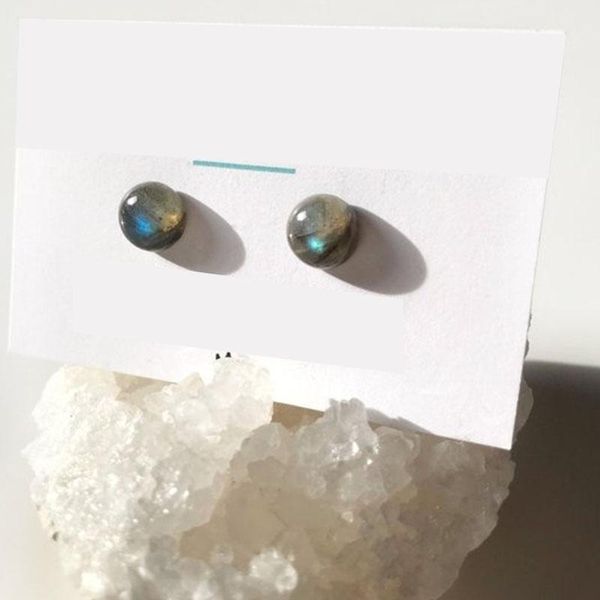 stud labradorite earrings- crystal earrings, Golden;silver