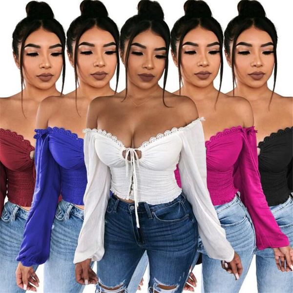 women's t-shirt women off shoulder v neck solid color hollow out long sleeve t shirt autumn summer casual stretch shirts, White
women's t-shirt women off shoulder v neck solid color hollow out long sleeve t shirt autumn summer casual stretch shirts, White