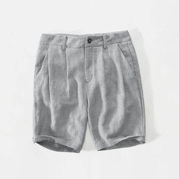 casual cotton and linen shorts men's loose breathable k8007, White;black