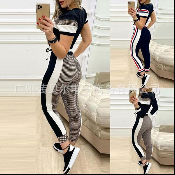 clothing suit 2pcs cothes set womens tracksuits black pattern short sleeved full length pants, Gray
clothing suit 2pcs cothes set womens tracksuits black pattern short sleeved full length pants, Gray