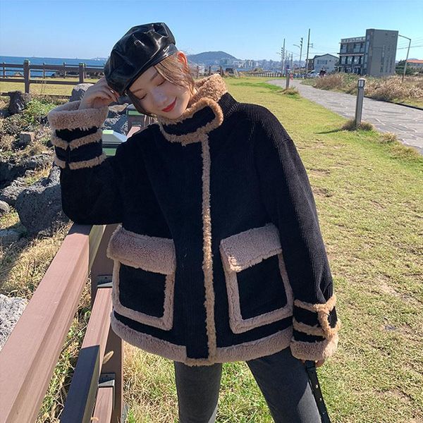 women's fur & faux korean 2021 autumn winter plus thick velvet warm coat women fashion corduroy outerwear female long sleeve casual jac, Black
women's fur & faux korean 2021 autumn winter plus thick velvet warm coat women fashion corduroy outerwear female long sleeve casual jac, Black