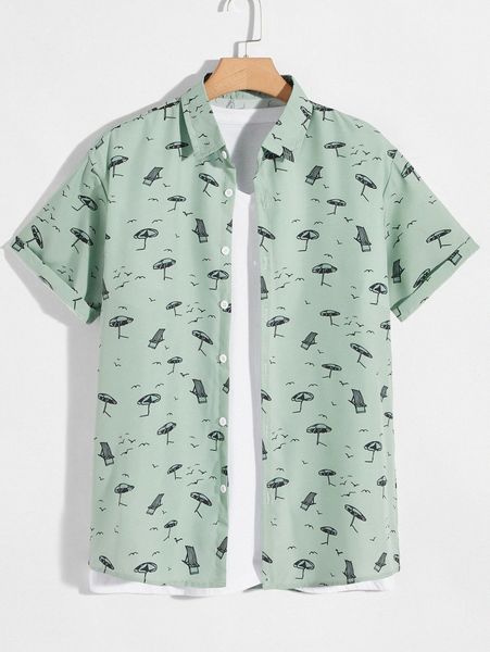 men allover print button up shirt without tee 86ct#, White;black
men allover print button up shirt without tee 86ct#, White;black