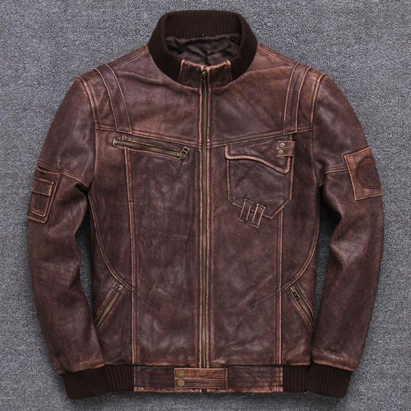 men's leather & faux 2021 genuine male head layer pure cowhide do used baseball clothing loose coat short fund fashion, Black
men's leather & faux 2021 genuine male head layer pure cowhide do used baseball clothing loose coat short fund fashion, Black