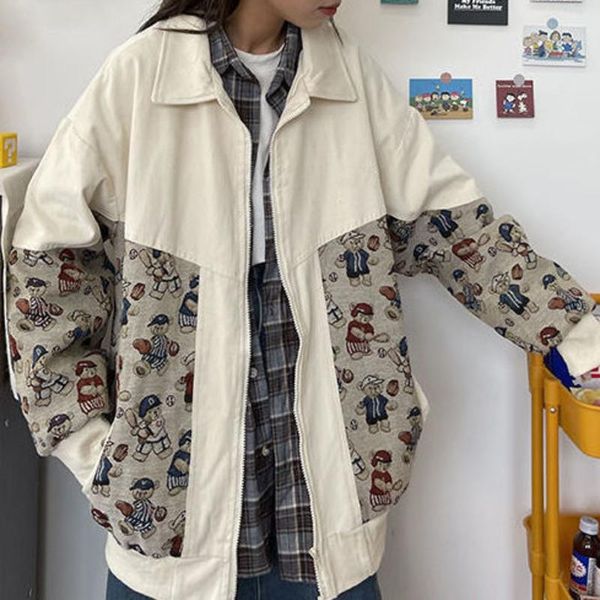 women's jackets bomber jacket women baseball uniform bear splicing work versatile neck autumn coat harajuku streetwear vintage clothing, Black;brown
women's jackets bomber jacket women baseball uniform bear splicing work versatile neck autumn coat harajuku streetwear vintage clothing, Black;brown