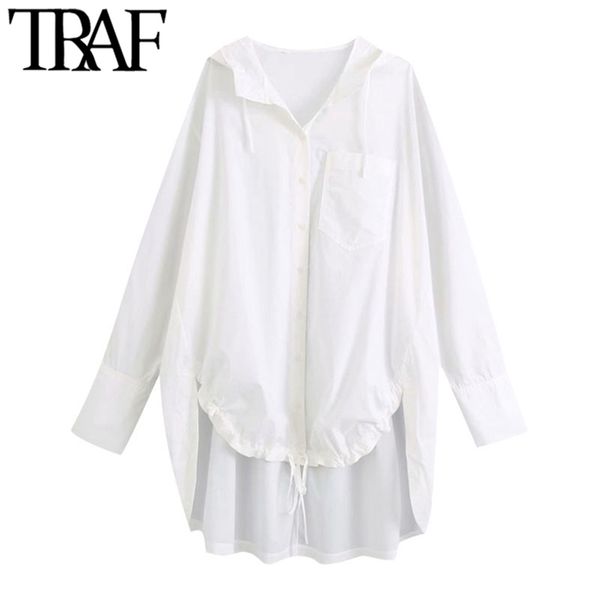 women fashion with drawstring hood loose asymmetric blouses vintage long sleeve side vents female shirts chic 210507, White
women fashion with drawstring hood loose asymmetric blouses vintage long sleeve side vents female shirts chic 210507, White