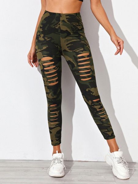 camo print laddering ripped leggings l5cs#, Black 
camo print laddering ripped leggings l5cs#, Black
