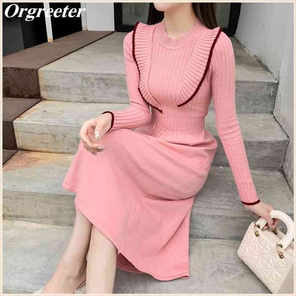 sweet pink knitted midi dress elegant lady o-neck long sleeve striped ruffled patchwork a-line sweater 210602, Black;gray
sweet pink knitted midi dress elegant lady o-neck long sleeve striped ruffled patchwork a-line sweater 210602, Black;gray