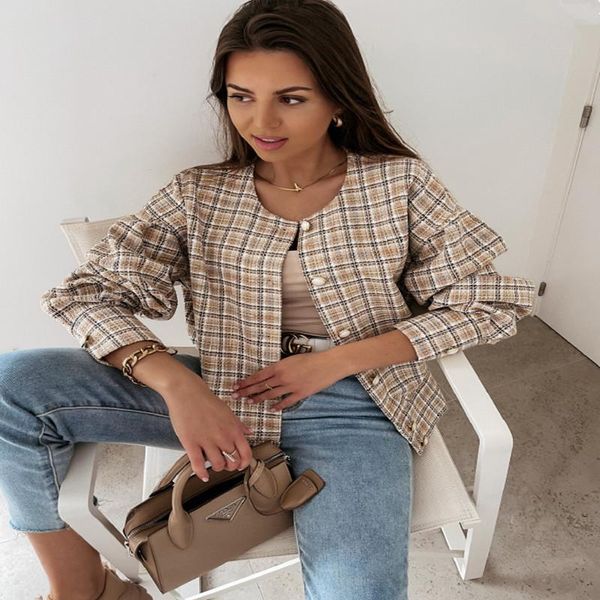 women's jackets coat plaid print elegant o-neck buttons short female autumn 2021 vintage little fragrant clothing;, Black;brown
women's jackets coat plaid print elegant o-neck buttons short female autumn 2021 vintage little fragrant clothing;, Black;brown