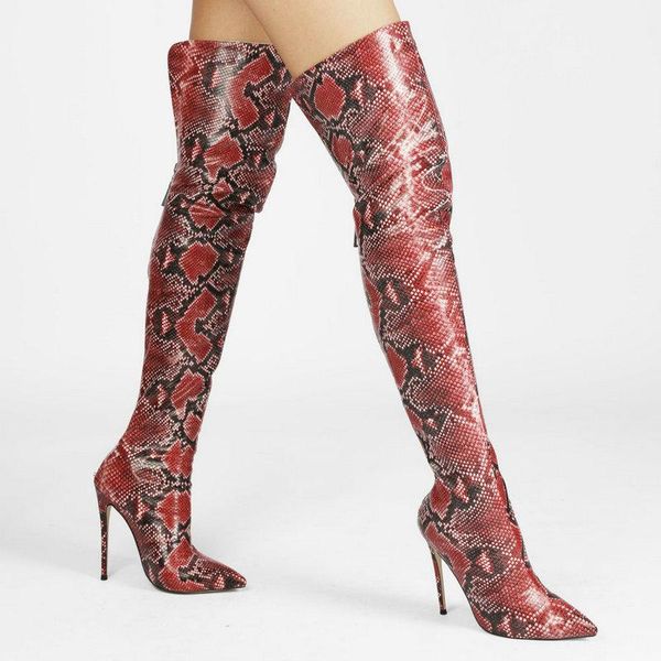 boots stiletto snake print over the knee women zipper faux leather thigh autumn winter pointed toe women's, Black
boots stiletto snake print over the knee women zipper faux leather thigh autumn winter pointed toe women's, Black
