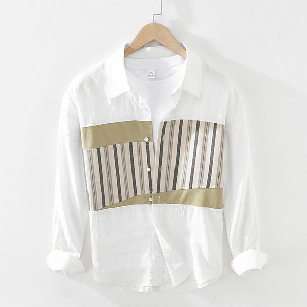 men's casual shirts 2923 men spring fashion japan trendy asymmetrical stripe patchwork loose long sleeve lapel teens simple daily wear, White;black
men's casual shirts 2923 men spring fashion japan trendy asymmetrical stripe patchwork loose long sleeve lapel teens simple daily wear, White;black