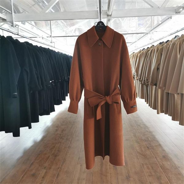 women's wool & blends long coat women winter double faced cashmere korean style flyr143, Black
women's wool & blends long coat women winter double faced cashmere korean style flyr143, Black