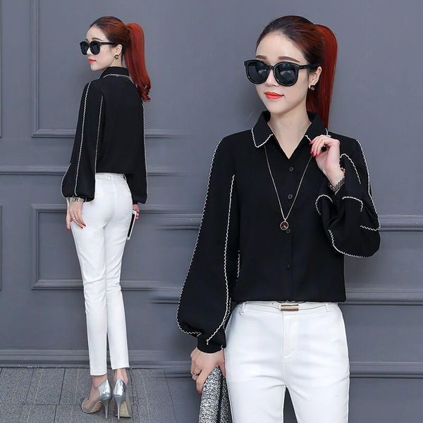 women's blouses & shirts blouse loose chiffon for women puff sleeve shirt plus size clothing lantern blusas mujer de moda, White
women's blouses & shirts blouse loose chiffon for women puff sleeve shirt plus size clothing lantern blusas mujer de moda, White