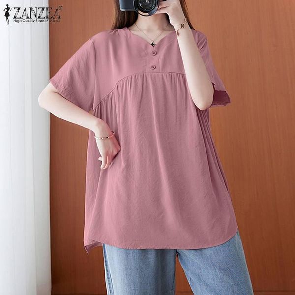 women's blouses & shirts retro solid buttons zanzea summer short sleeve blouse vintage women casual cotton shirt female loose blusas tu, White
women's blouses & shirts retro solid buttons zanzea summer short sleeve blouse vintage women casual cotton shirt female loose blusas tu, White
