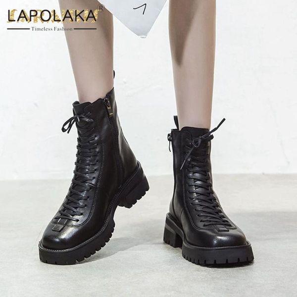 boots lapolaka design motorcycle women shoes thick heels non slip zipper comfortable office cross tied ankle booties, Black
boots lapolaka design motorcycle women shoes thick heels non slip zipper comfortable office cross tied ankle booties, Black