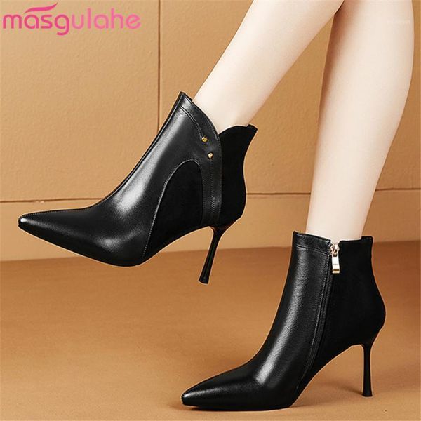 boots masgulahe 2021 women winter ankle high heel pointed toe genuine leather female dress1, Black
boots masgulahe 2021 women winter ankle high heel pointed toe genuine leather female dress1, Black