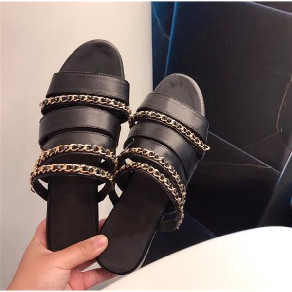 new slippers women summer ladies open toe slides brand flip flops chain shoes leather sole footwears females, Black
new slippers women summer ladies open toe slides brand flip flops chain shoes leather sole footwears females, Black