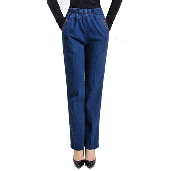 women's jeans mother elastic waist embroidery loose straight long pants middle-aged women casual denim trousers spring autumn chic t699, Blue
women's jeans mother elastic waist embroidery loose straight long pants middle-aged women casual denim trousers spring autumn chic t699, Blue