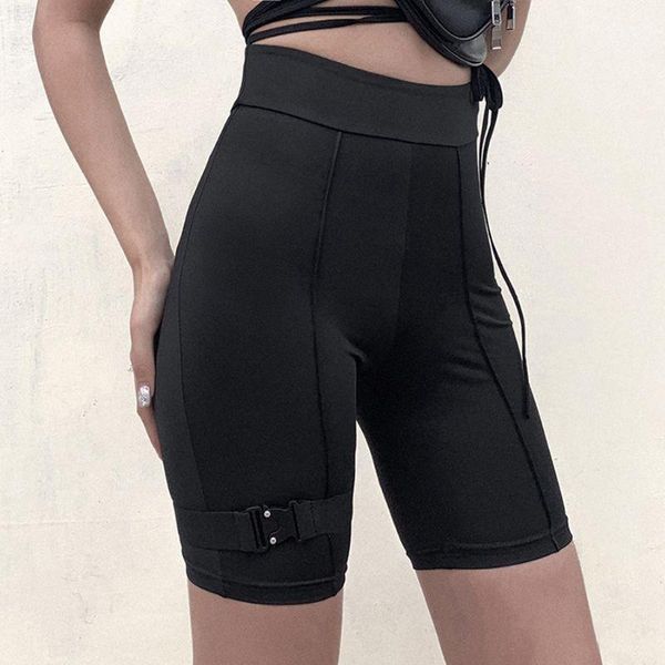 women harajuku punk black biker shorts buckle strap patchwork high waist stretch short pants sport workout slim leggings women's, White;black
women harajuku punk black biker shorts buckle strap patchwork high waist stretch short pants sport workout slim leggings women's, White;black