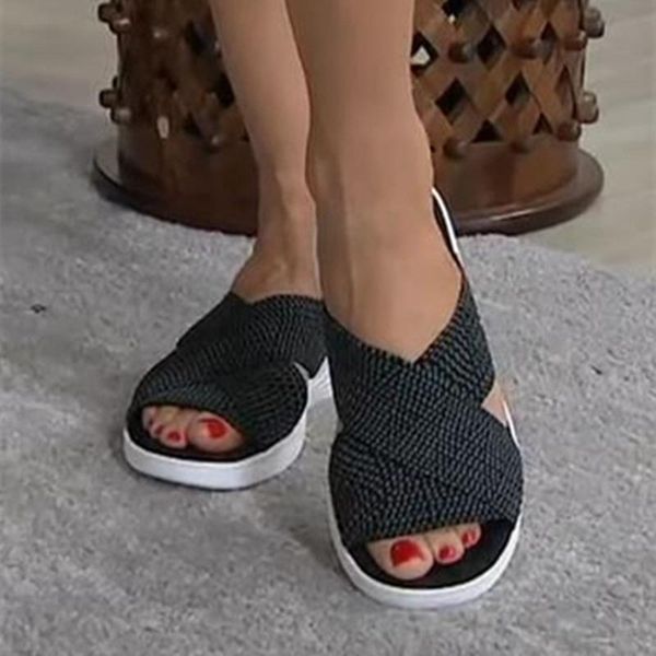summer women's fashion knitted cross peep toe wedge heels sandal slippers shoes woman flat platform casual beach, Black
summer women's fashion knitted cross peep toe wedge heels sandal slippers shoes woman flat platform casual beach, Black