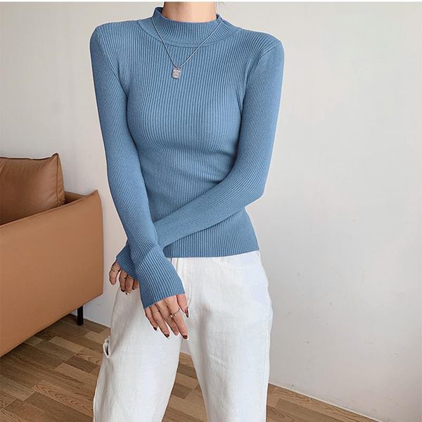 women's sweaters muti colors 2021 stand collar women autumn winter slim pullover knitted sweater jumper soft warm pull femme, White;black
women's sweaters muti colors 2021 stand collar women autumn winter slim pullover knitted sweater jumper soft warm pull femme, White;black